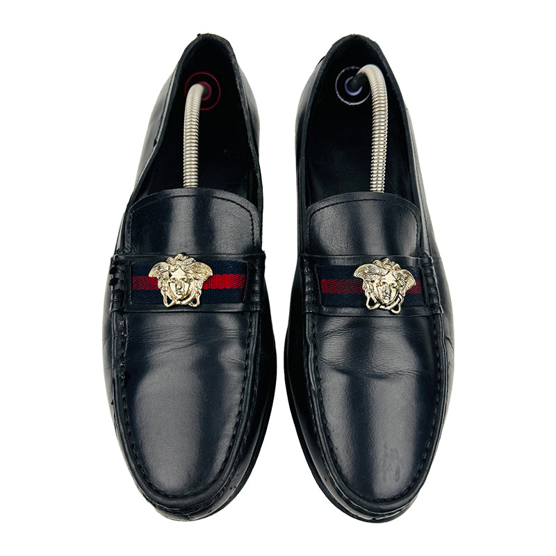 Versace Black Leather Loafer Shoes (Size 39/39.5)