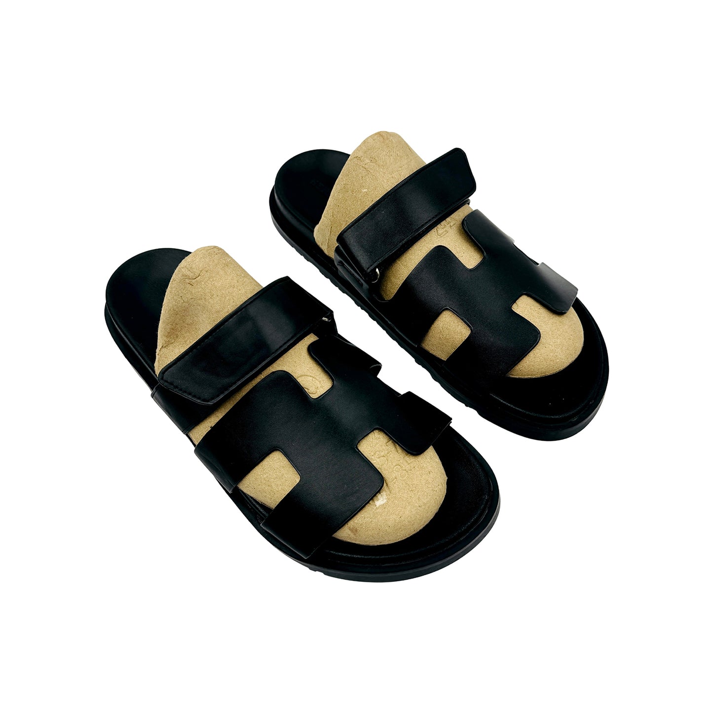 Hermès Chypre Black Leather Sandal Slides (Size 40)