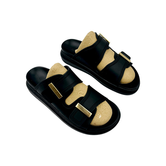 Alexander McQueen Hybrid Buckled Black Slides (Size 40)