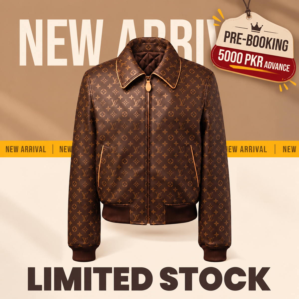 Louis Vuitton Monogram Brown Leather Jacket