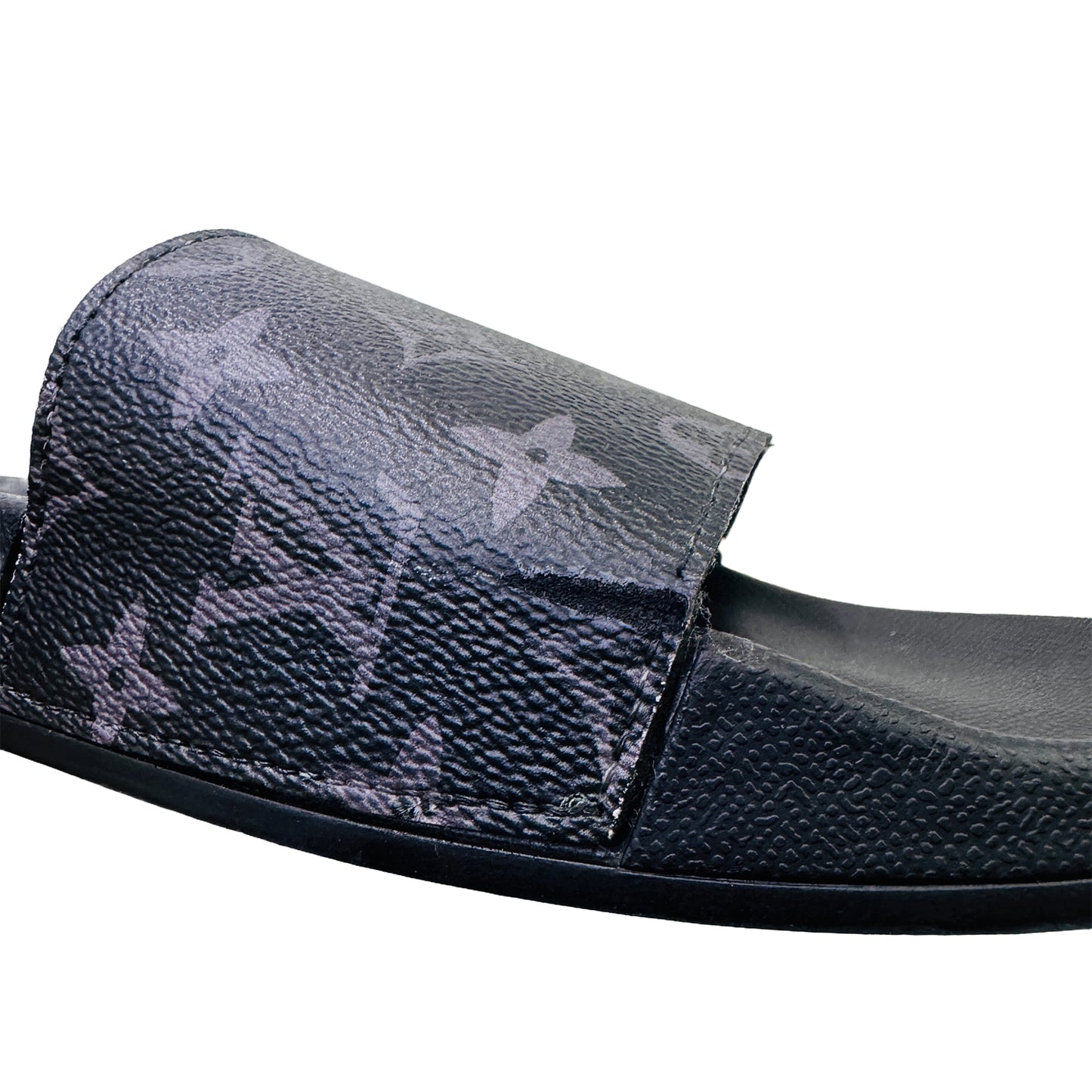 Louis Vuitton Waterfront Monogram Black Eclipse Slides (Size 44)