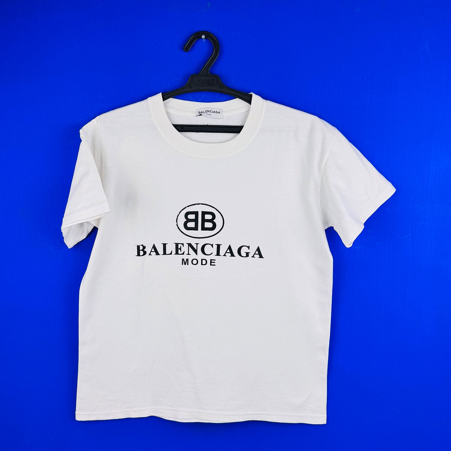 Balenciaga Men's BB Logo White T-Shirt (Size Medium)