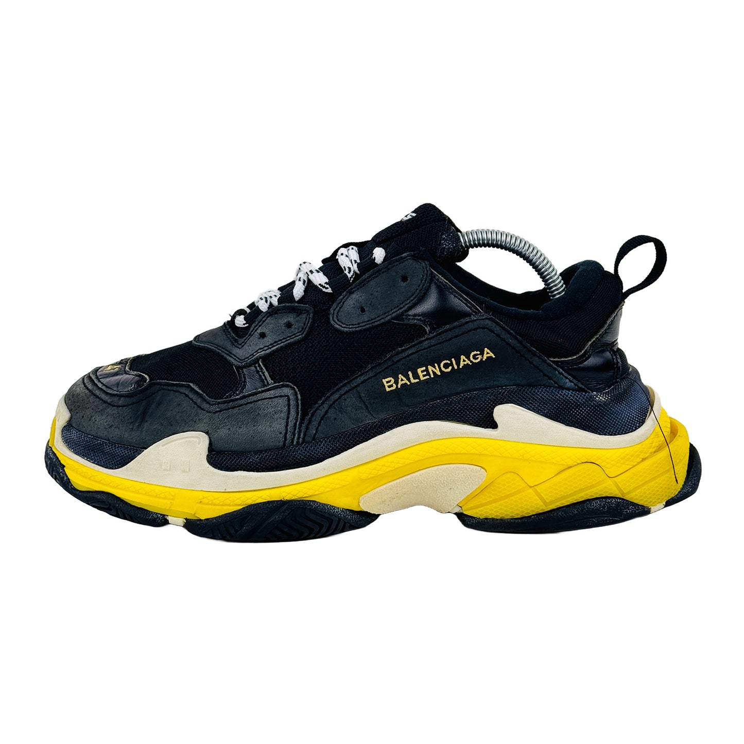 Balenciaga Men's Triple S Black/Yellow Sneaker Shoes (Size 41/41.5)