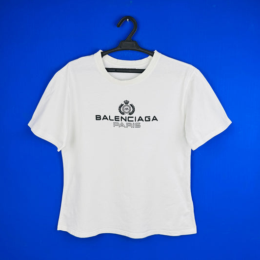 Balenciaga Women's Laurel Fitted White T-Shirt (Size Large)