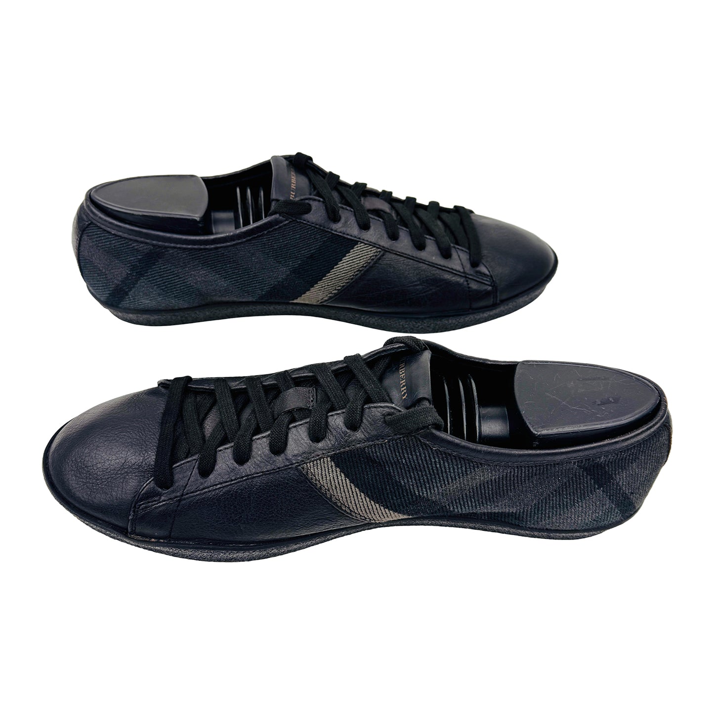 Burberry Leather and Check Canvas Sneakers (Size 43)