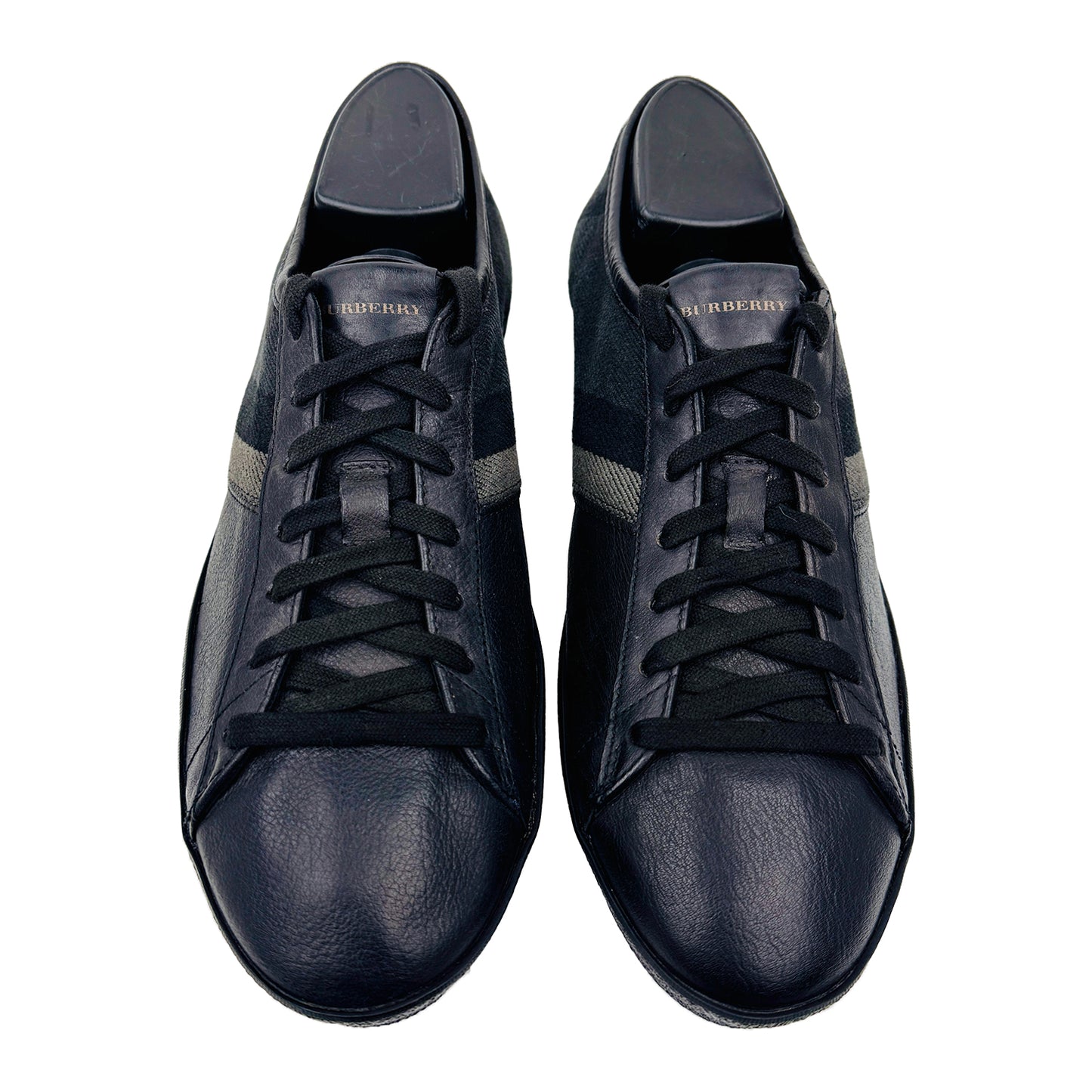 Burberry Leather and Check Canvas Sneakers (Size 43)