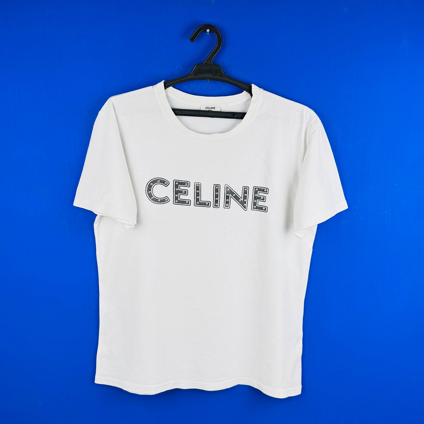 Celine Men's Haula White T-Shirt (Size Medium) - WW43398