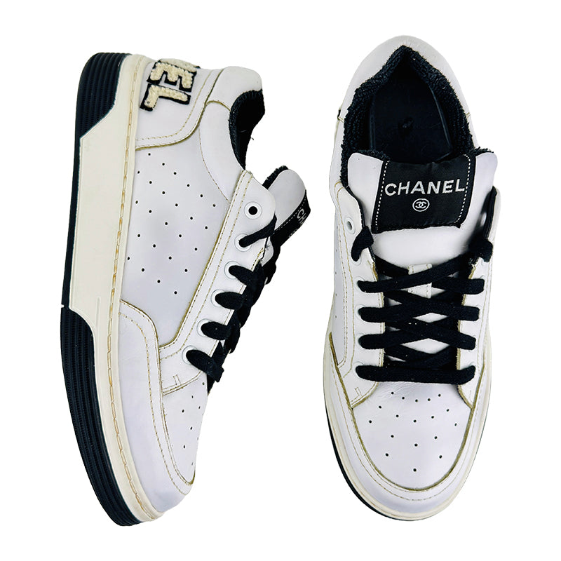 Chanel Leather Lace Up Sneaker Shoes (Size 39/40) - G35934 X51755