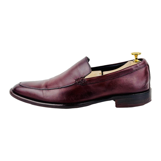 Emporio Armani Men's Maroon Leather Loafer Shoes (Size 42)