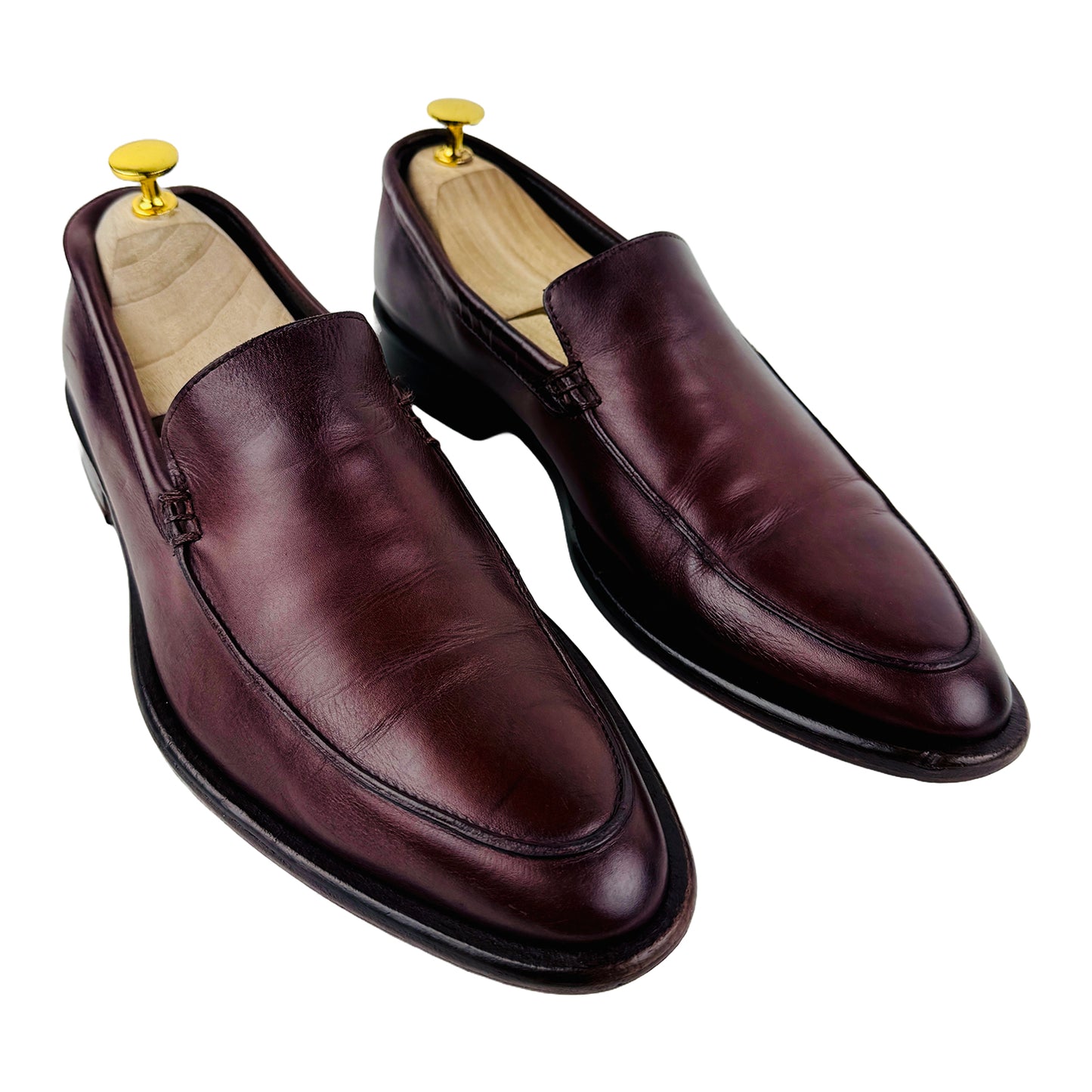 Emporio Armani Men's Maroon Leather Loafer Shoes (Size 42)