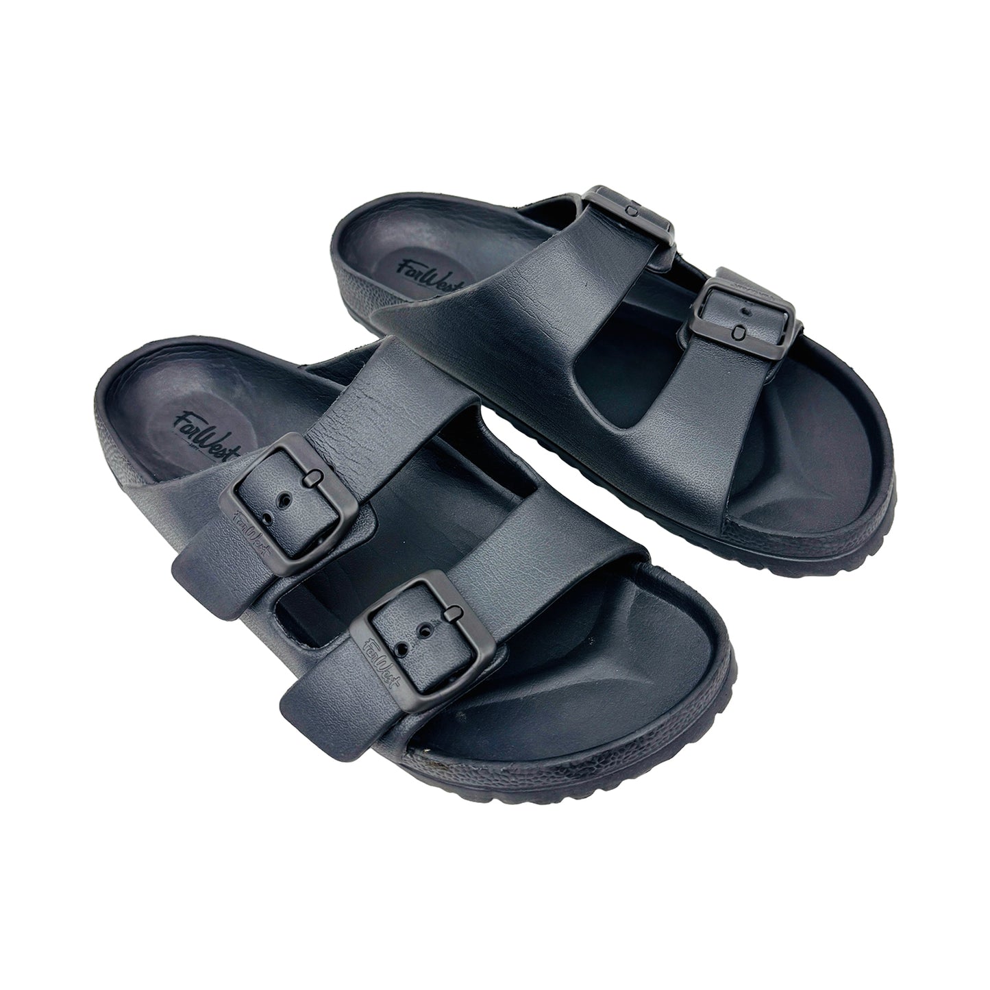 Farwest Women's Black Slippers (Size 38/38.5)