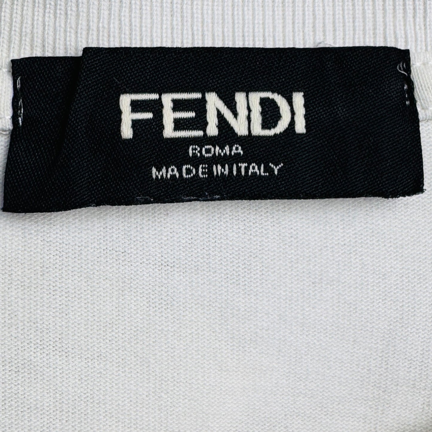 Fendi Men's Black Logo White T-Shirt (Size Large)