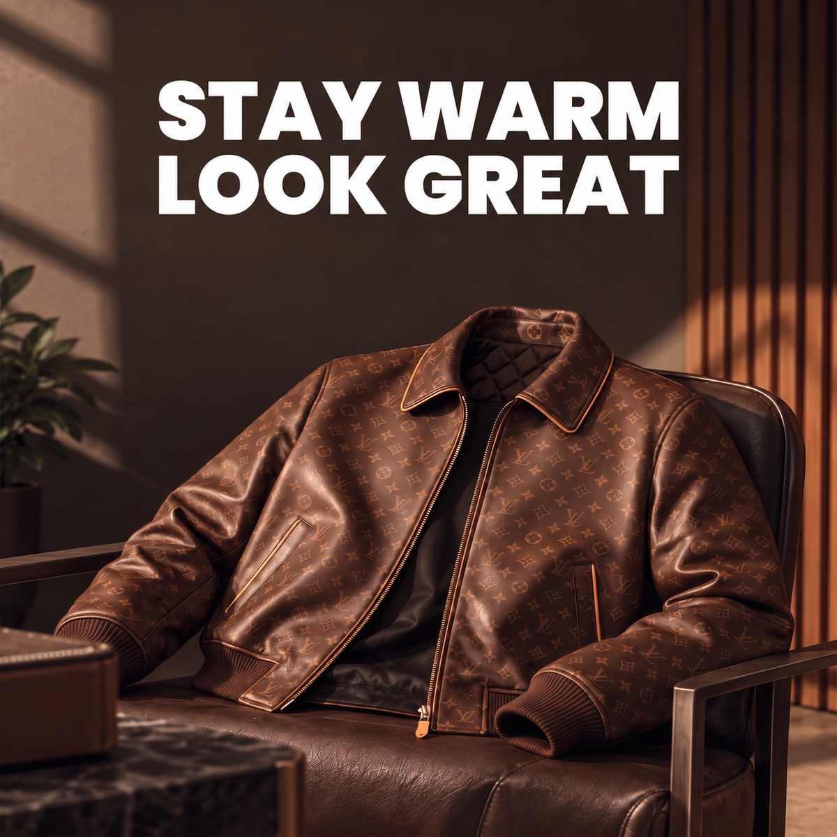 Louis Vuitton Monogram Brown Leather Jacket