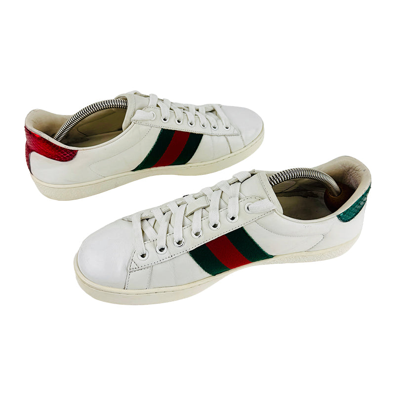 Gucci Ace Embroidered Tiger Low Top White Sneaker Shoes (Size 39/40)