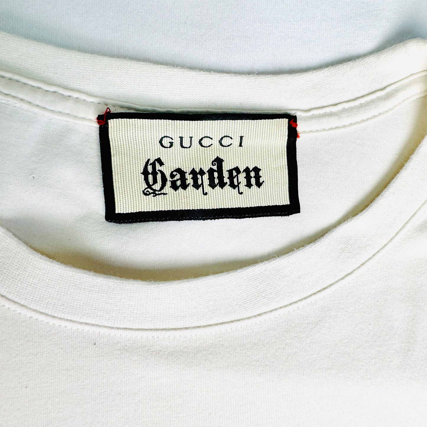 Gucci Garden Men's Embroidered Logo White T-Shirt (Size Medium)