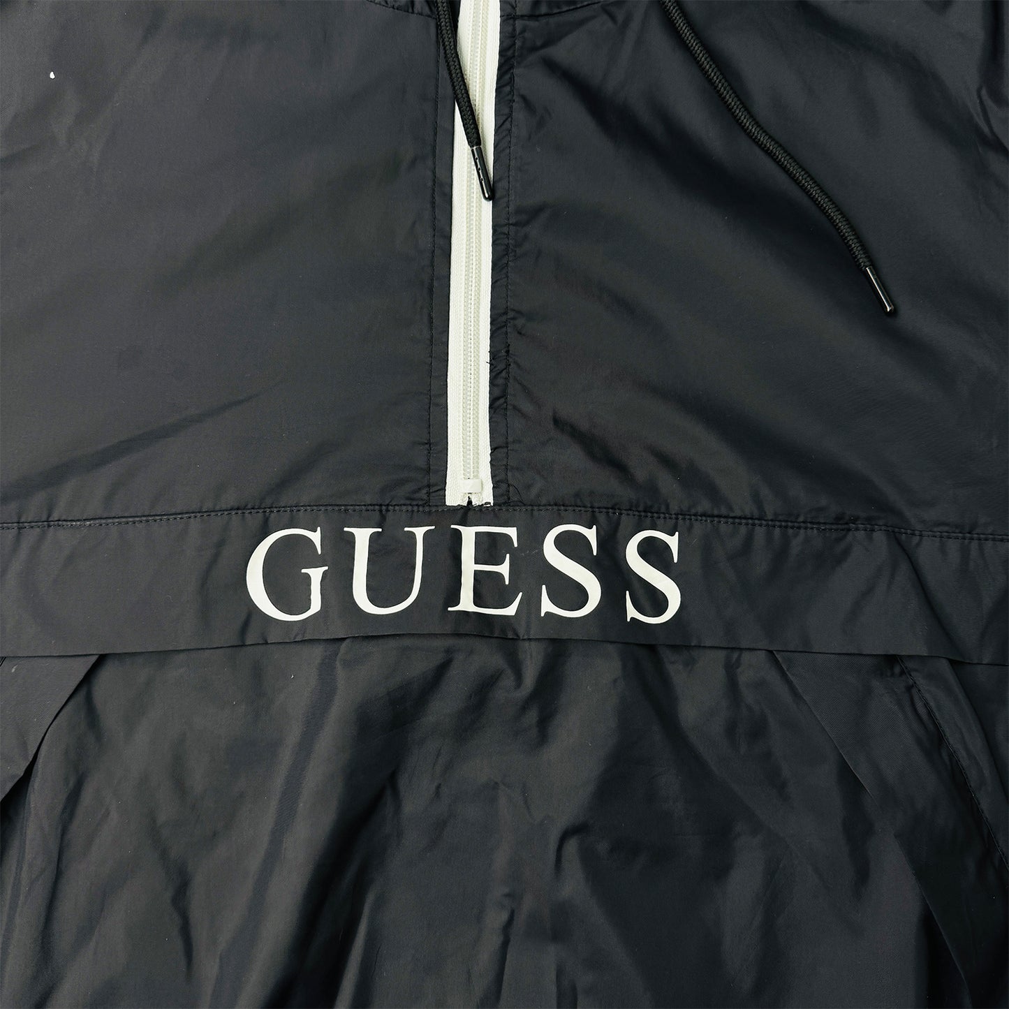 Guess Men's Popover Windbreaker Black Jacket (Size Medium)