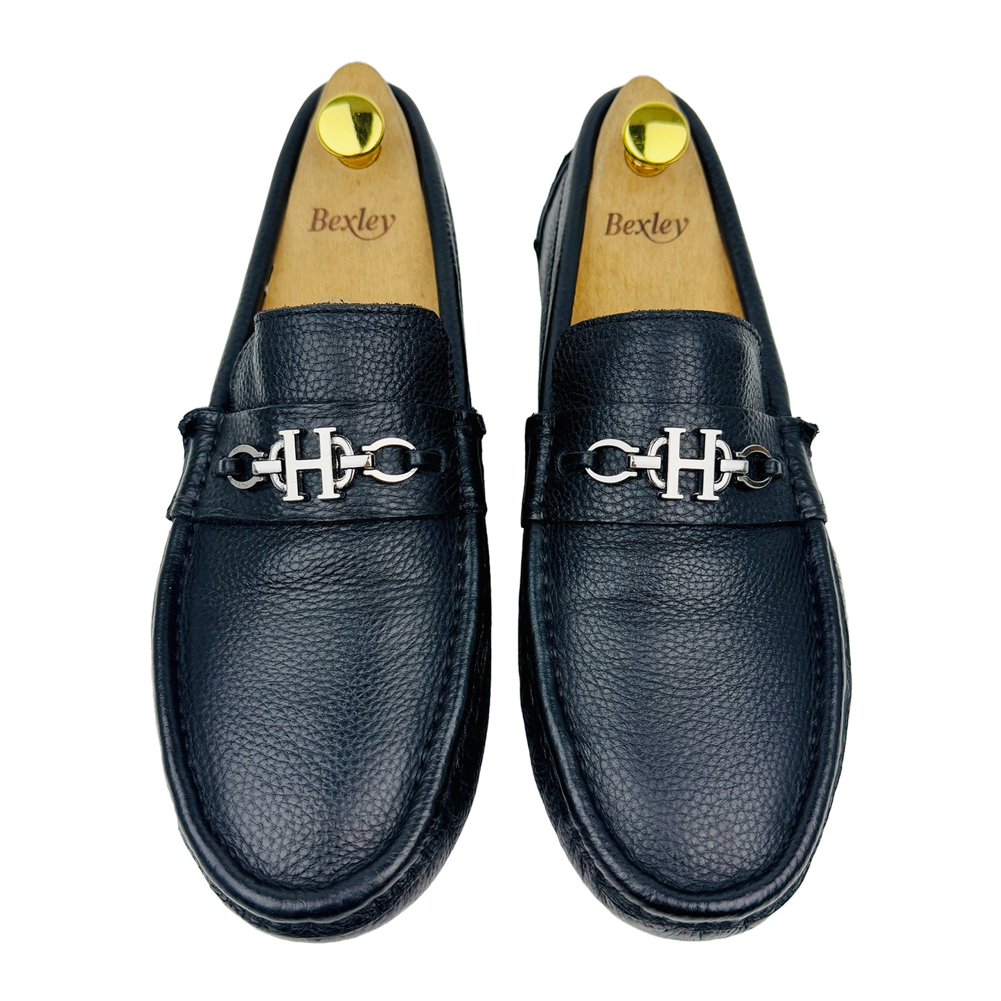 Hermes Men's Black With H Buckle Moccasins (Size 42.5/43)