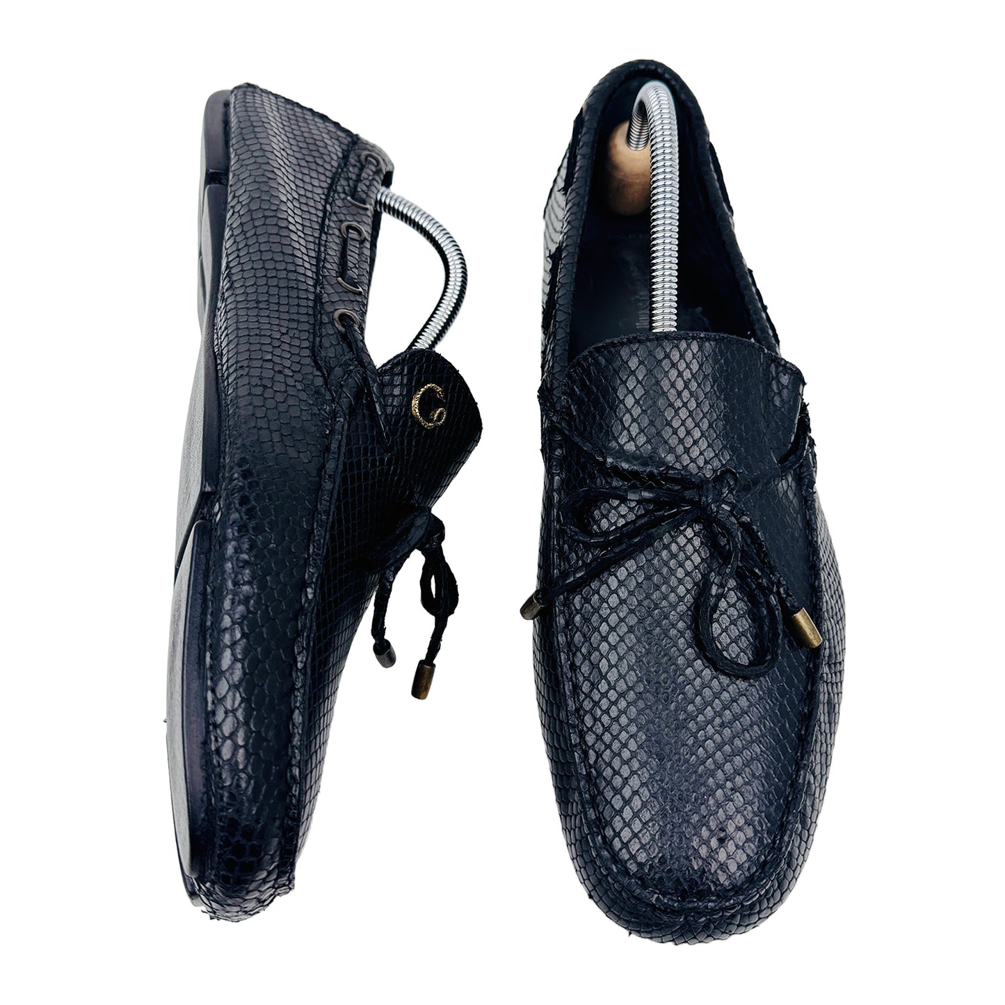 Just Cavalli Snake Effect Black Loafers (Size 45)