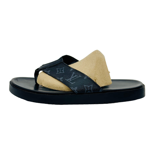 Louis Vuitton Monogram Eclipse Mirabeau Thong Slides (Size 42/42.5)