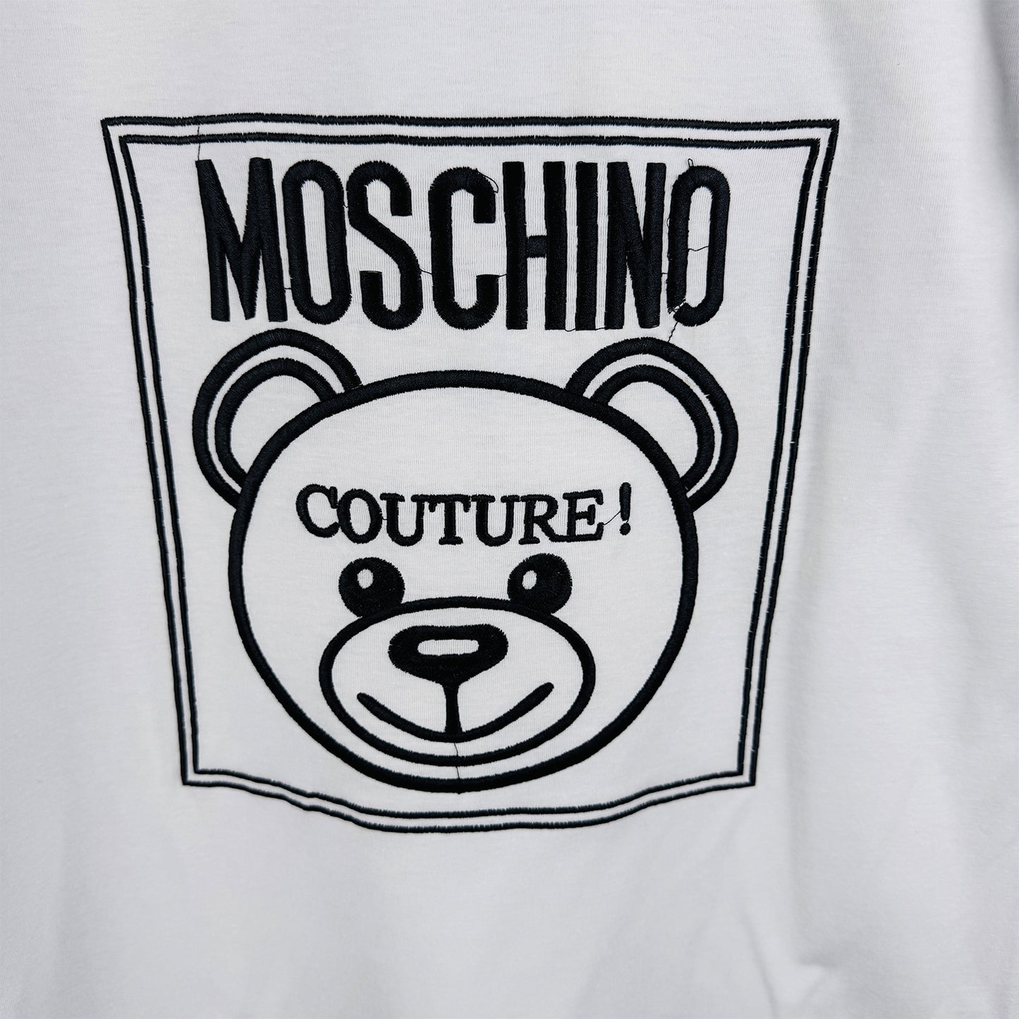 Moschino Couture Men's Embroidered Teddy Bear Logo T-Shirt (Size Medium)