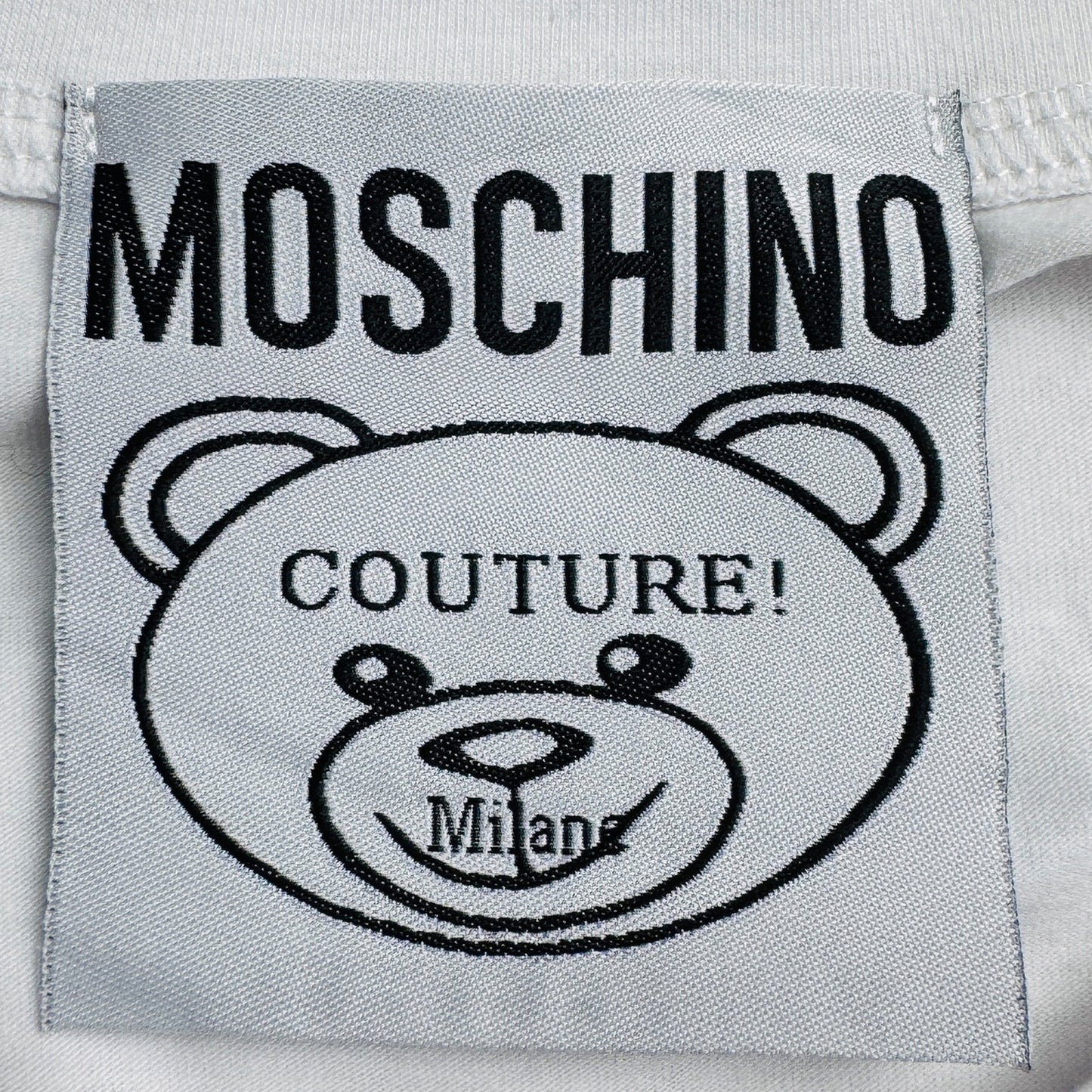 Moschino Couture Men's Embroidered Teddy Bear Logo T-Shirt (Size Medium)