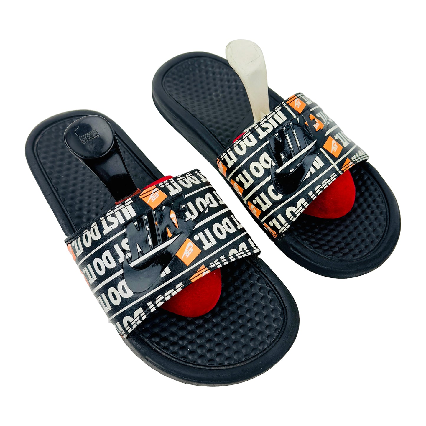 Nike Benassi JDI Orange Black Slides (Size 38.5) - 631261-016