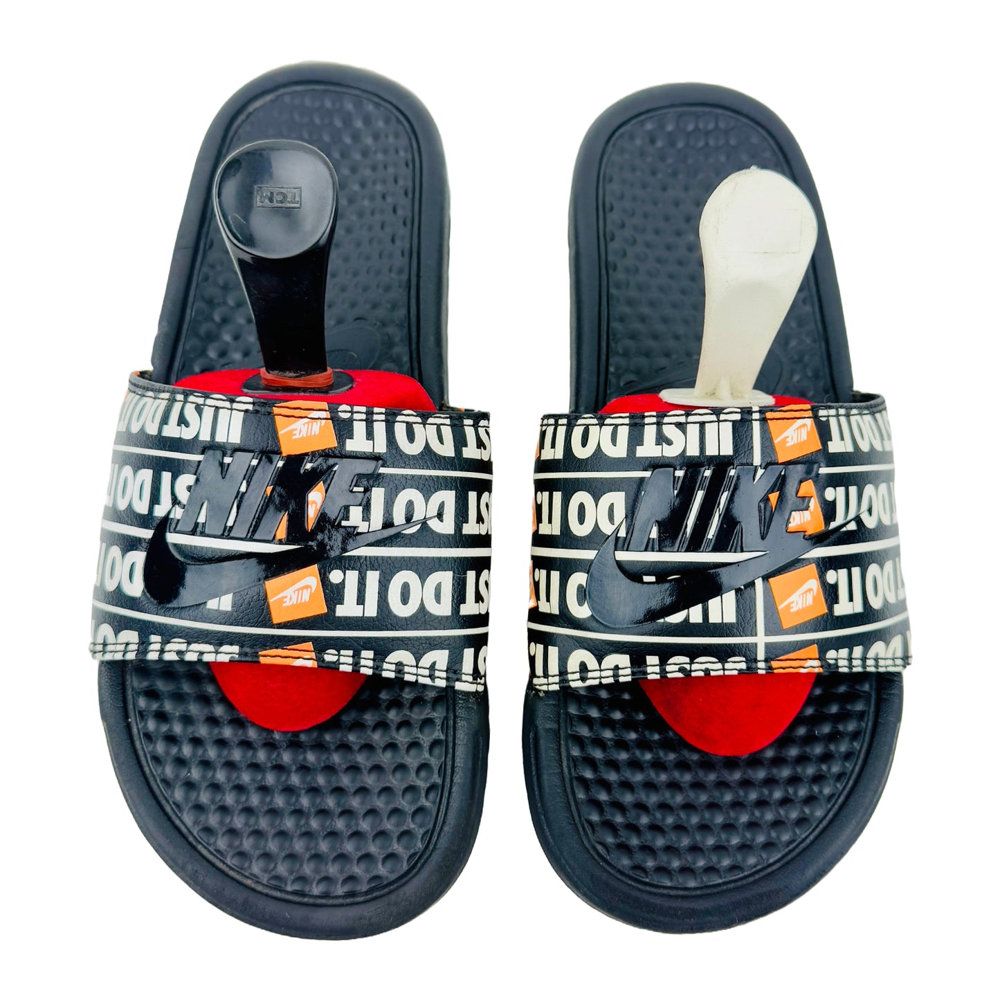 Nike Benassi JDI Orange Black Slides (Size 38.5) - 631261-016