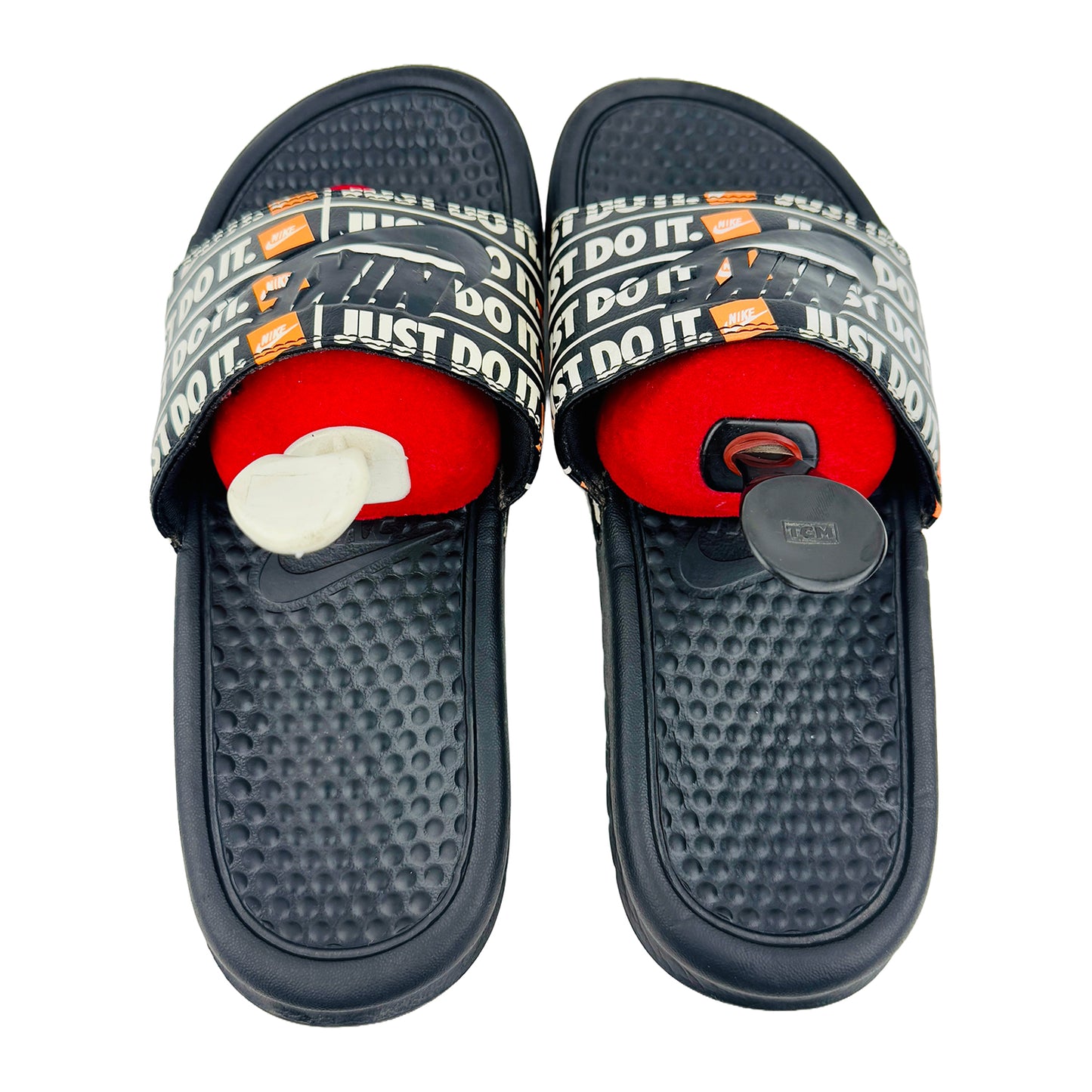 Nike Benassi JDI Orange Black Slides (Size 38.5) - 631261-016