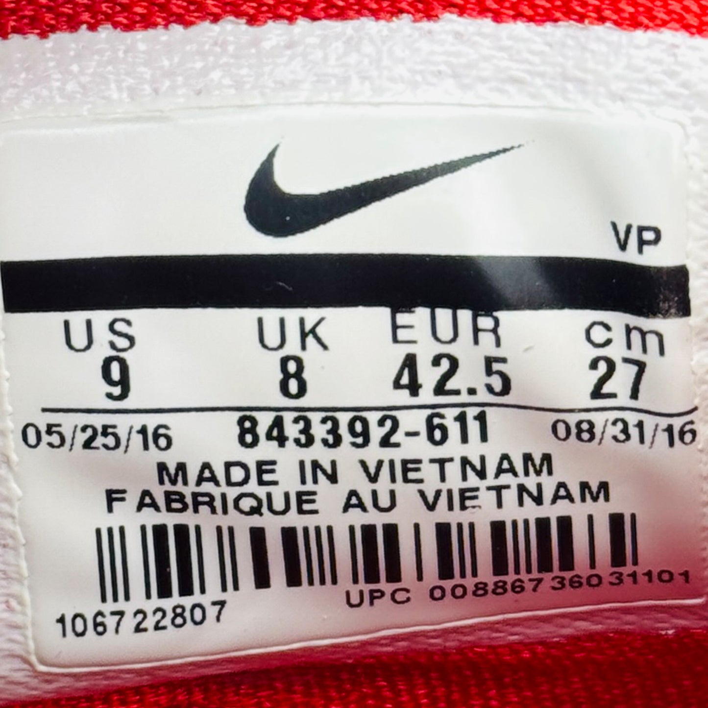Nike KD 9 Red Shoes (Size 42.5) - 843392-611