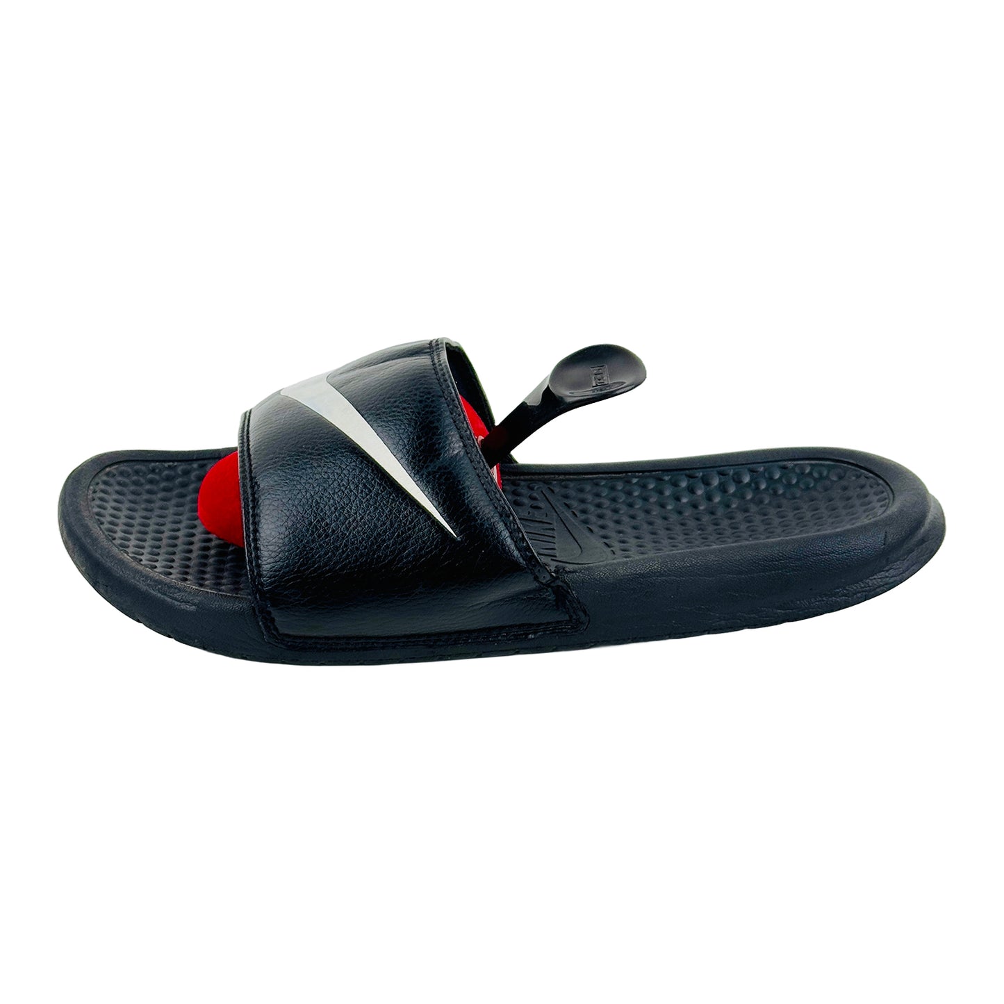 Nike Men's Benassi Swoosh Black Slides (Size 44) - 312618-011