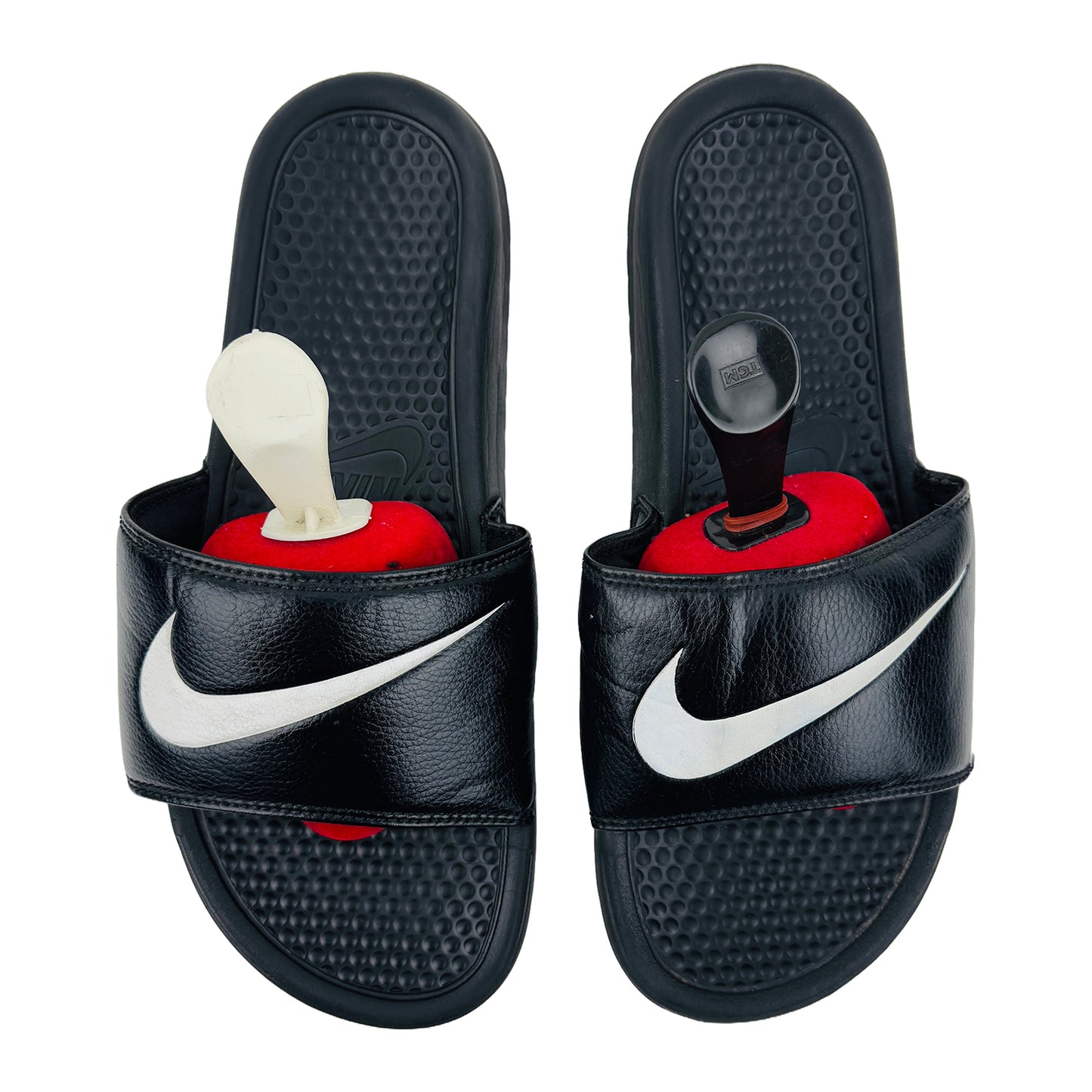 Nike Men's Benassi Swoosh Black Slides (Size 44) - 312618-011