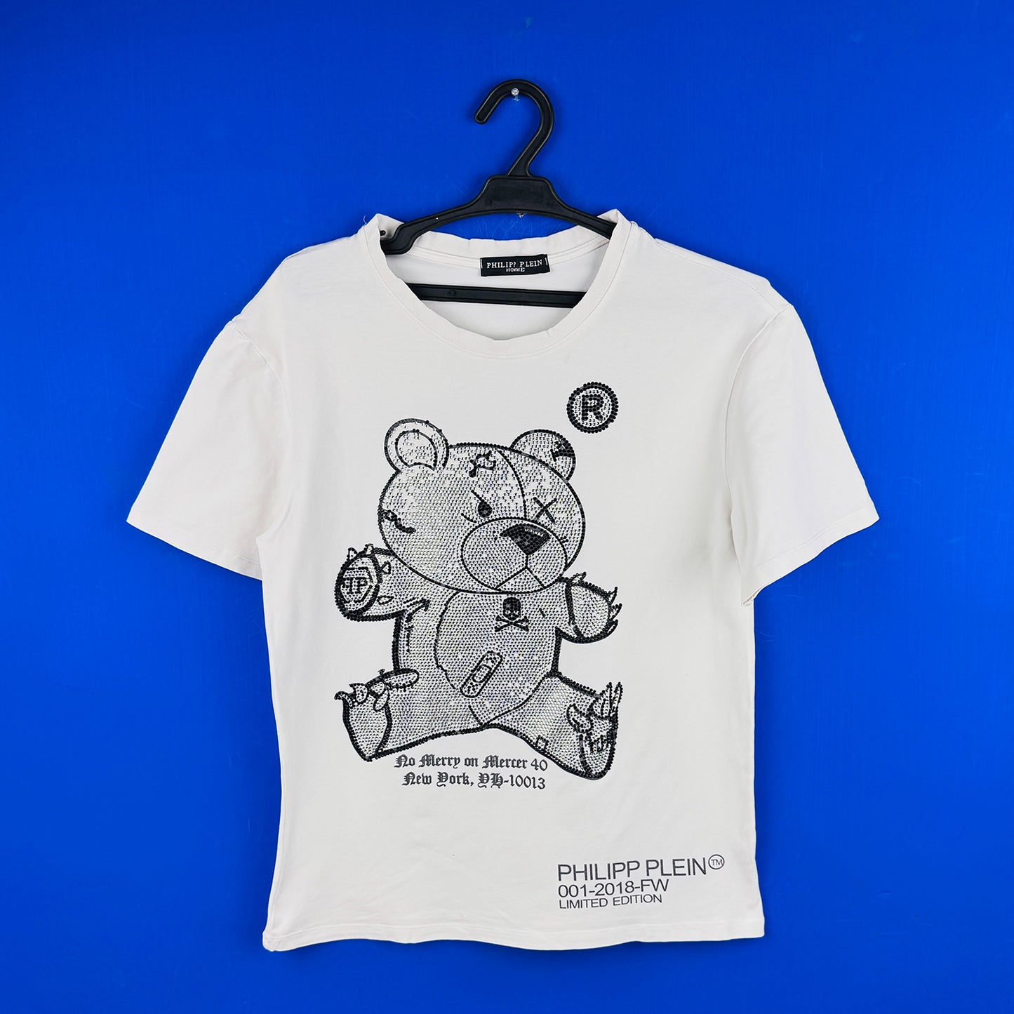 Philipp Plein Men's Diamonds Teddy Bear White T-Shirt (Size Small)