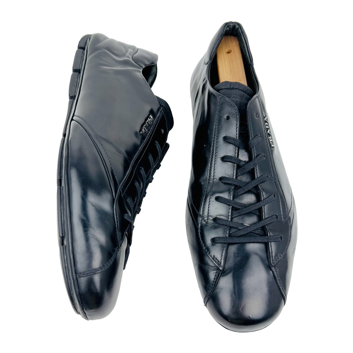 Prada Lace Up Black Low Top Sneakers (Size 42.5/43) - 2ED012