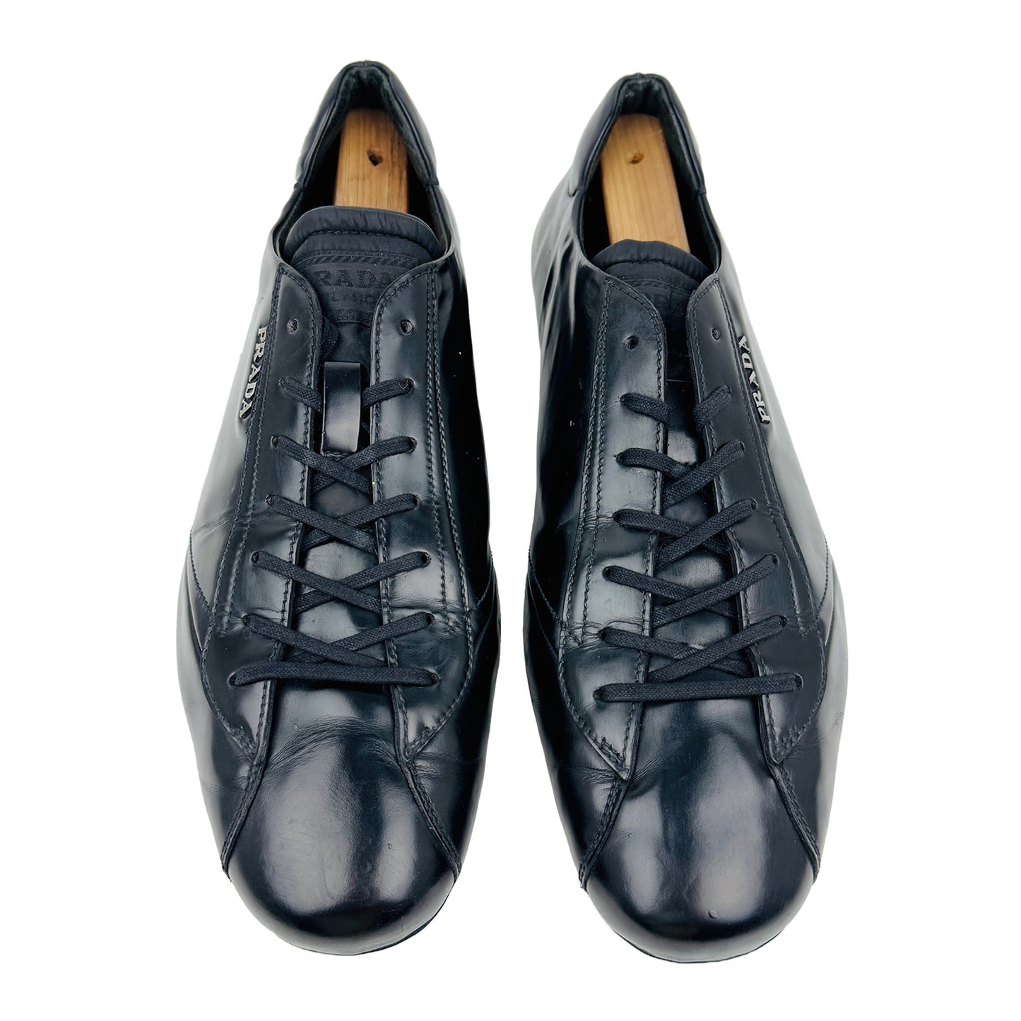 Prada Lace Up Black Low Top Sneakers (Size 42.5/43) - 2ED012