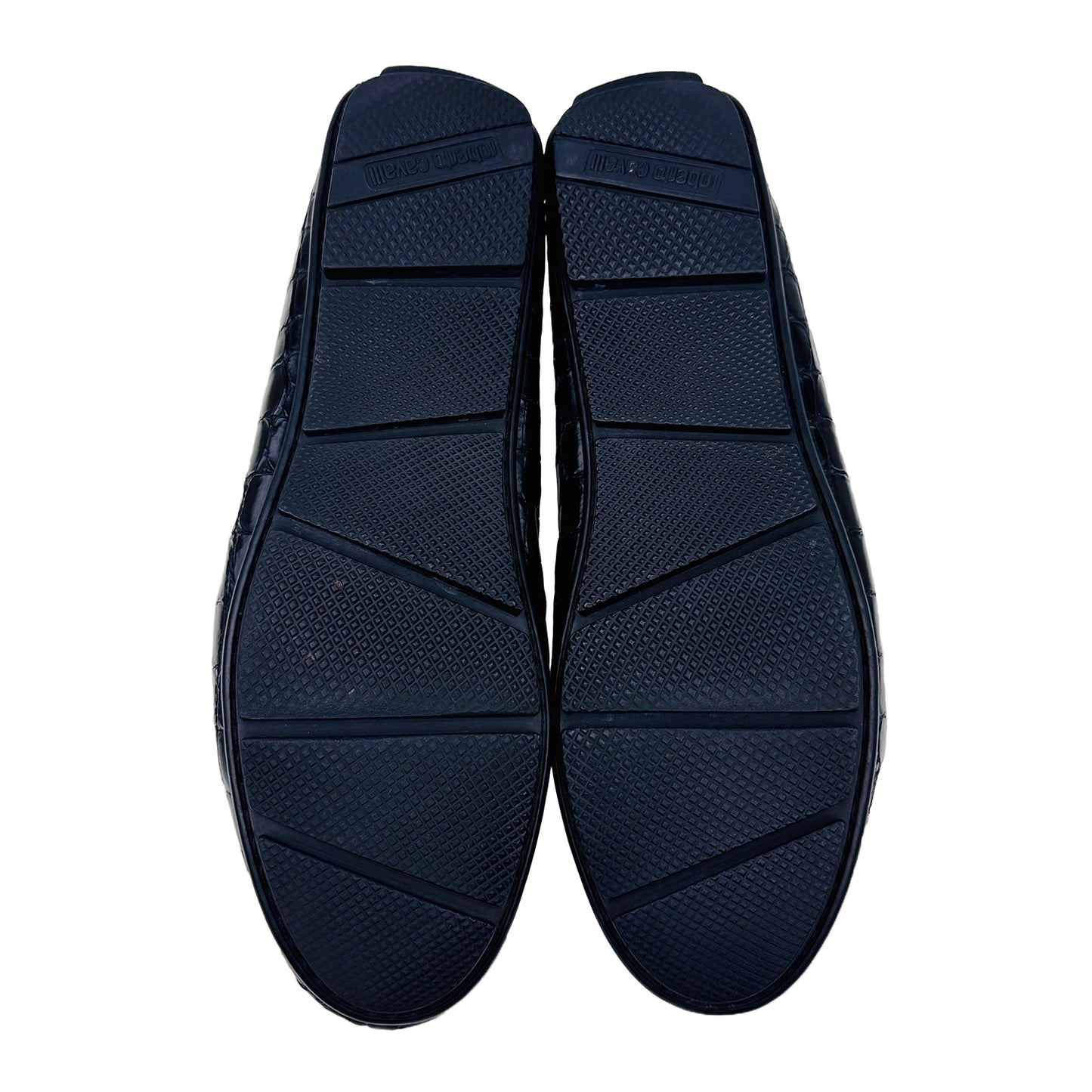 Roberto Cavalli Crocodile Effect Black Leather Loafers (Size 42)