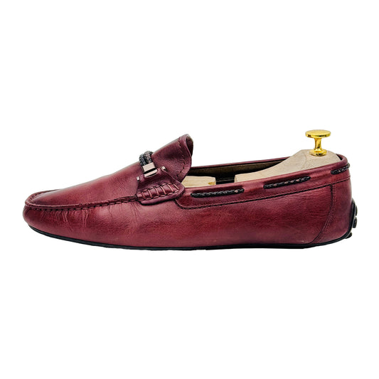 Rosso Brunello Men's Burgundy Leather Loafer Shoes (Size 44)