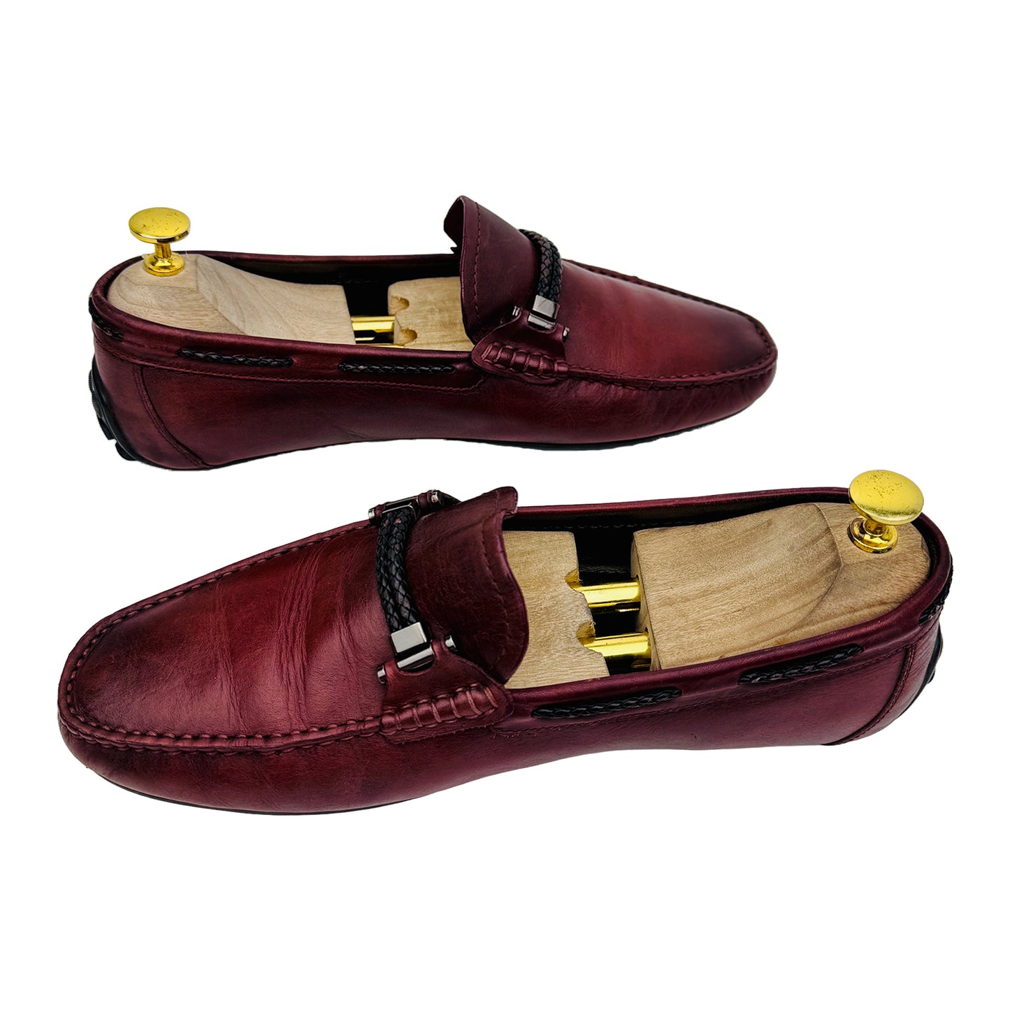 Rosso Brunello Men's Burgundy Leather Loafer Shoes (Size 44)