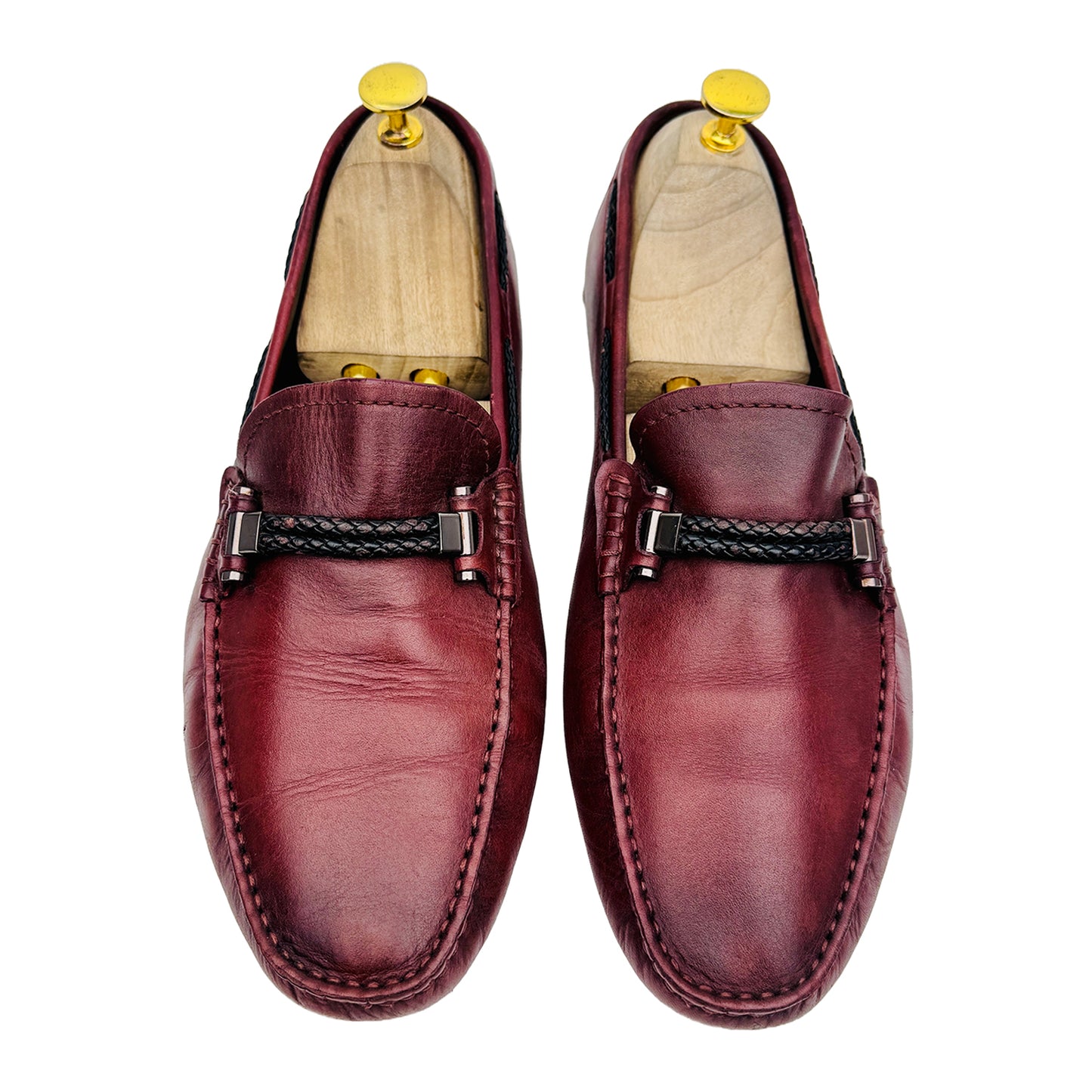 Rosso Brunello Men's Burgundy Leather Loafer Shoes (Size 44)