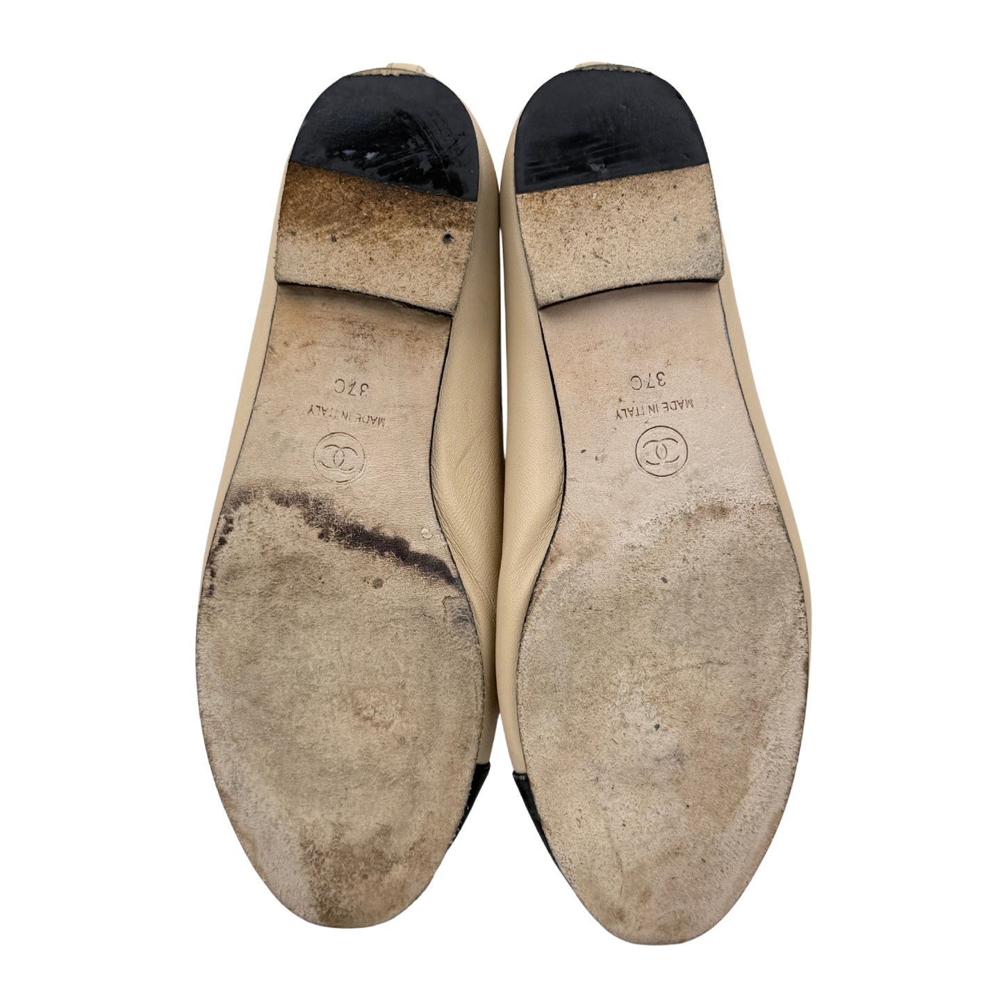 Chanel Women's 'Beige Black' Ballet Flats (Size 37)