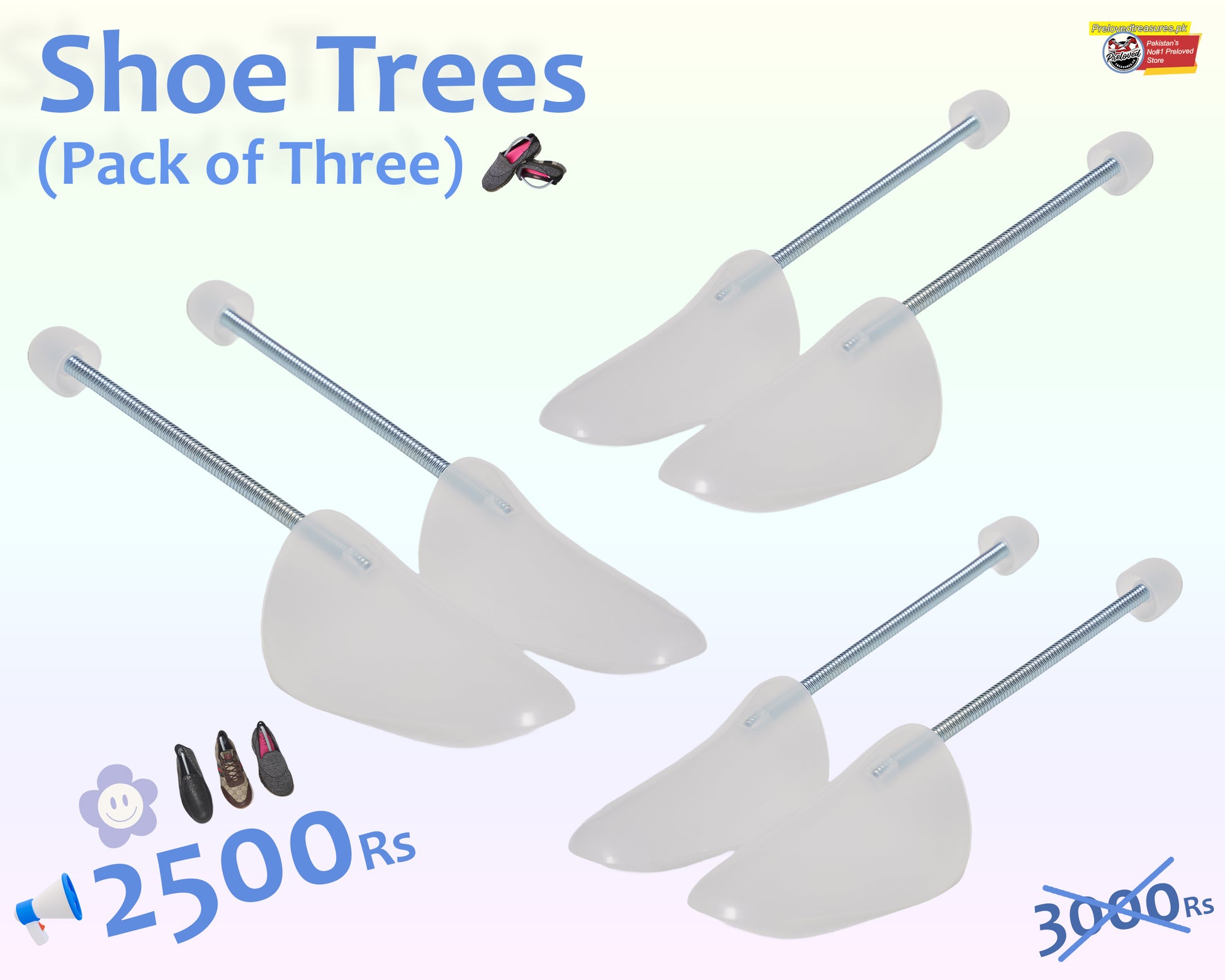 Spring stretcher shoe trees (Pack of three)