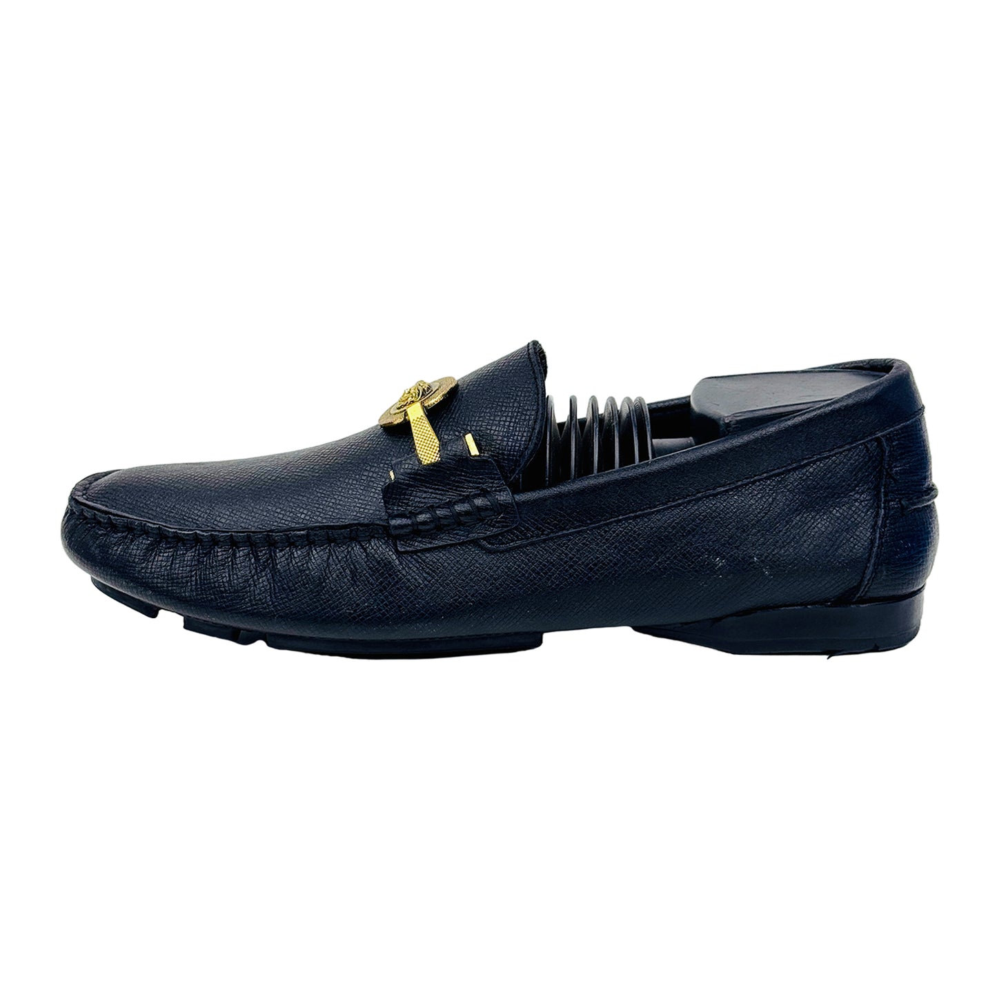 Versace Medusa Leather Detail Black Loafers (Size 40)