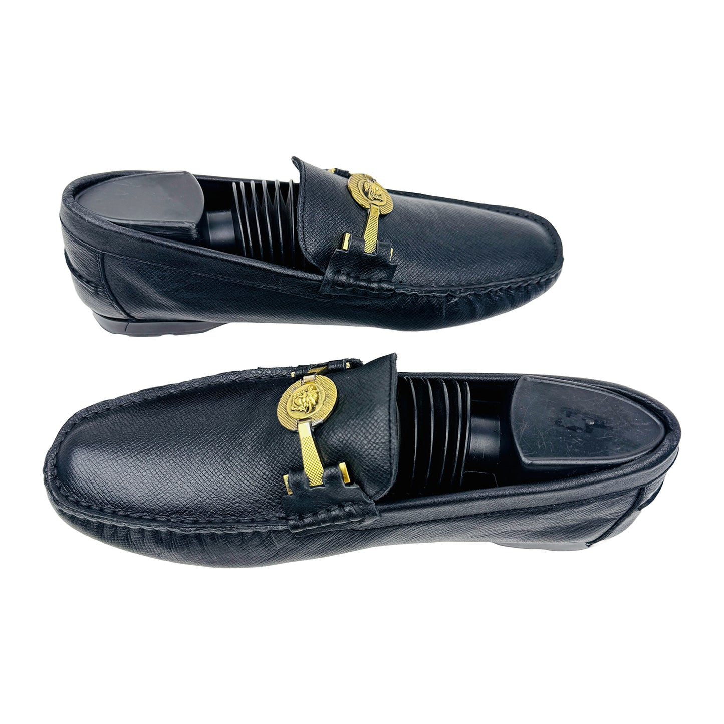 Versace Medusa Leather Detail Black Loafers (Size 40)