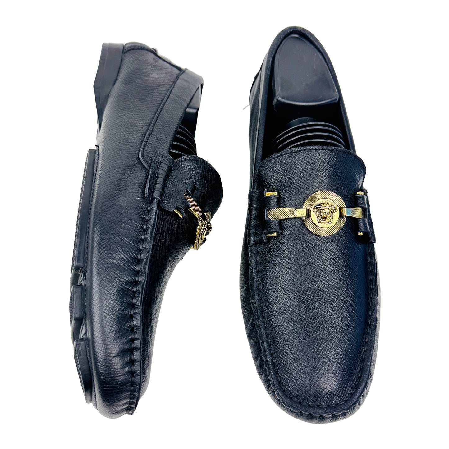 Versace Medusa Leather Detail Black Loafers (Size 40)