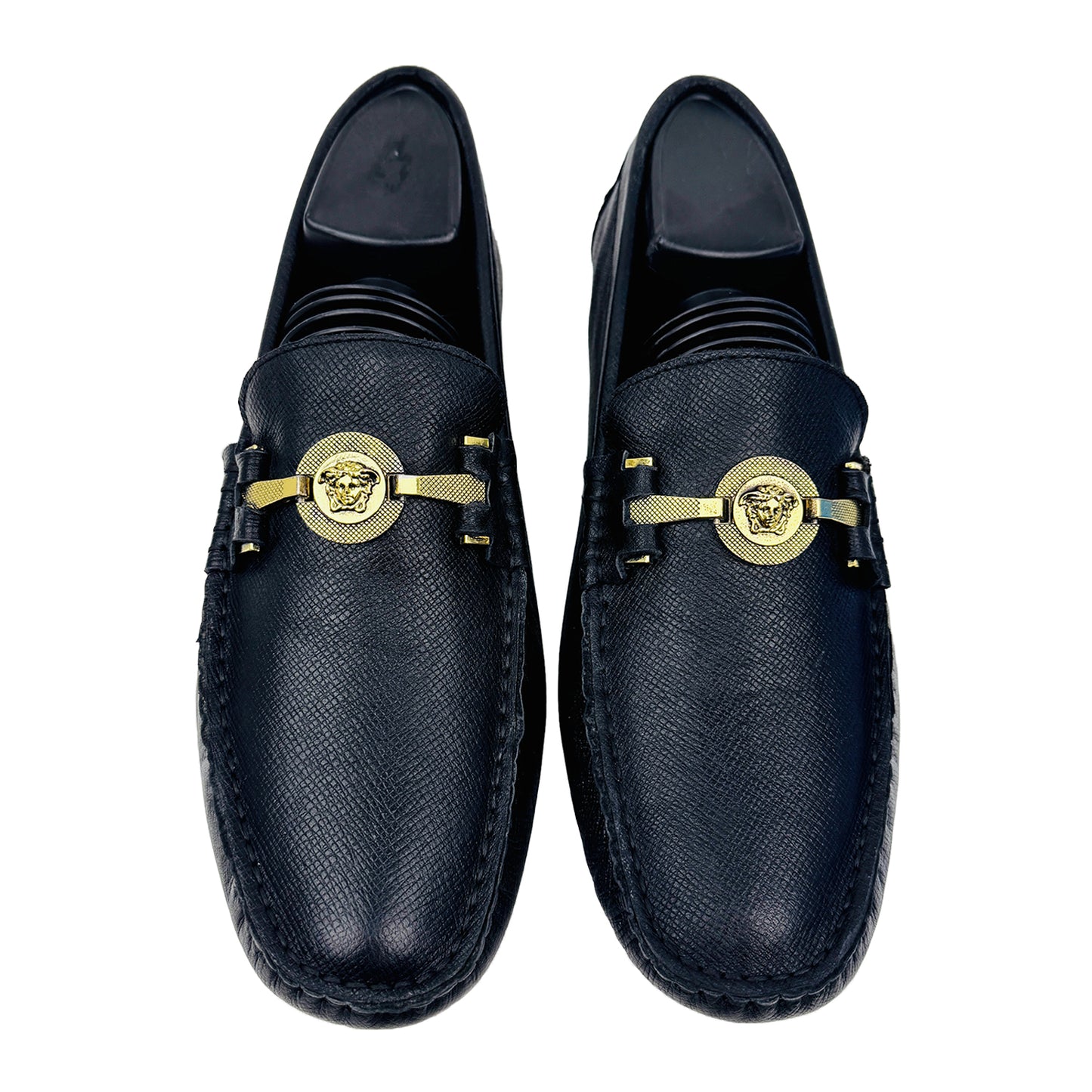 Versace Medusa Leather Detail Black Loafers (Size 40)