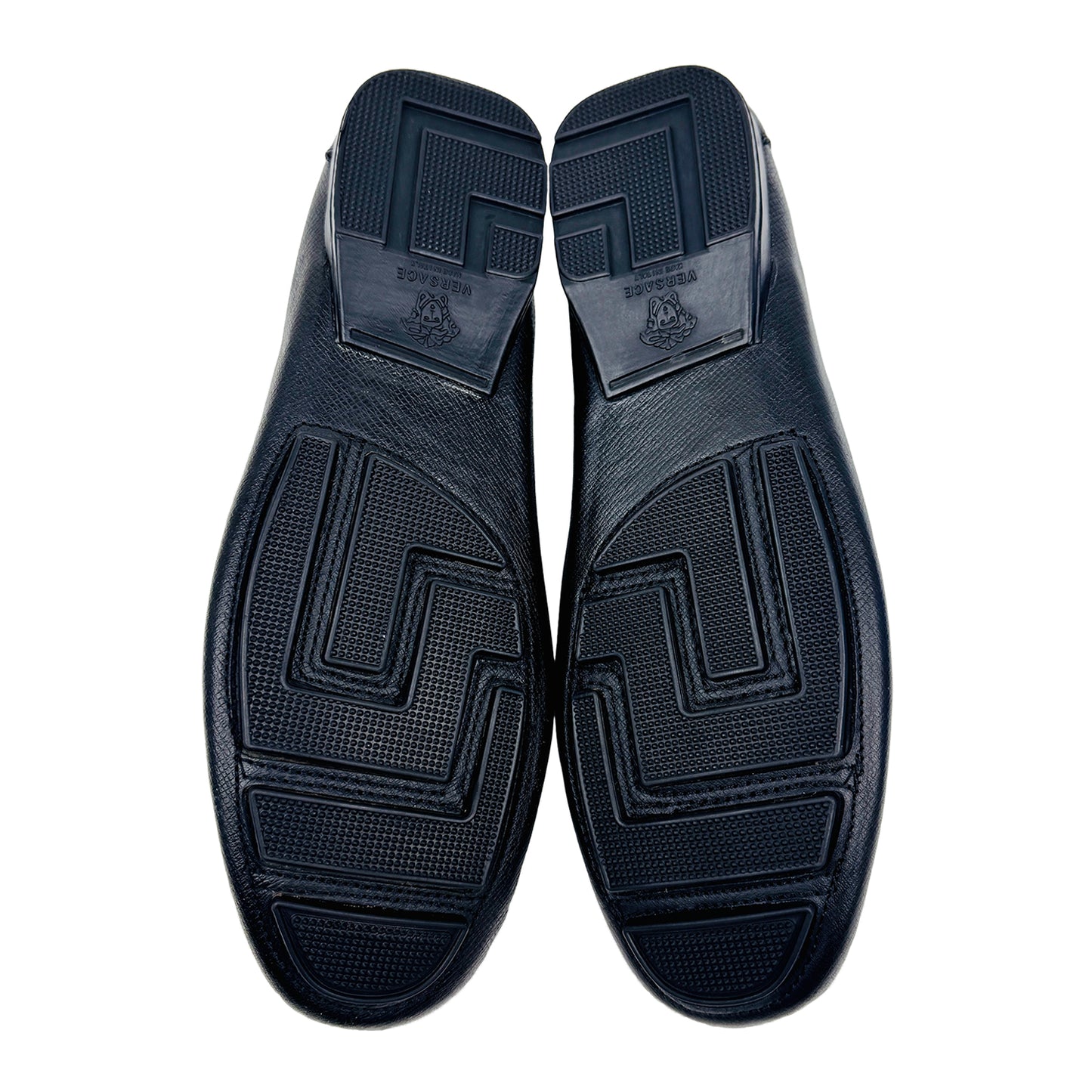 Versace Medusa Leather Detail Black Loafers (Size 40)