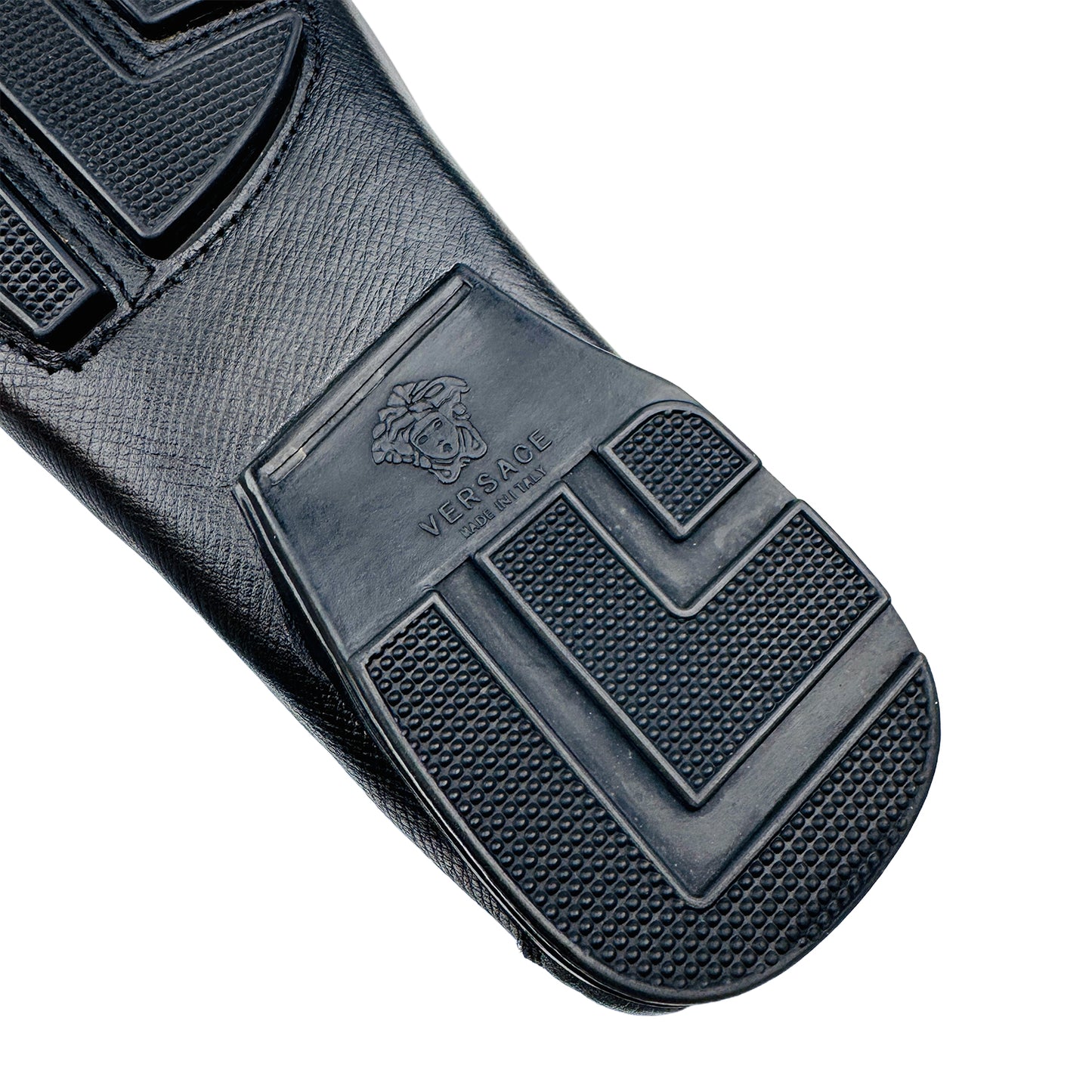 Versace Medusa Leather Detail Black Loafers (Size 40)