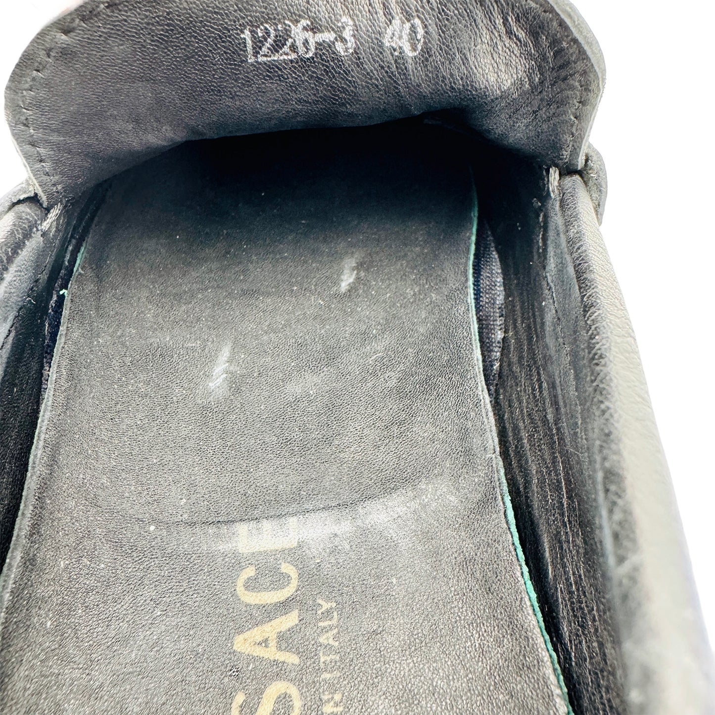 Versace Medusa Leather Detail Black Loafers (Size 40)