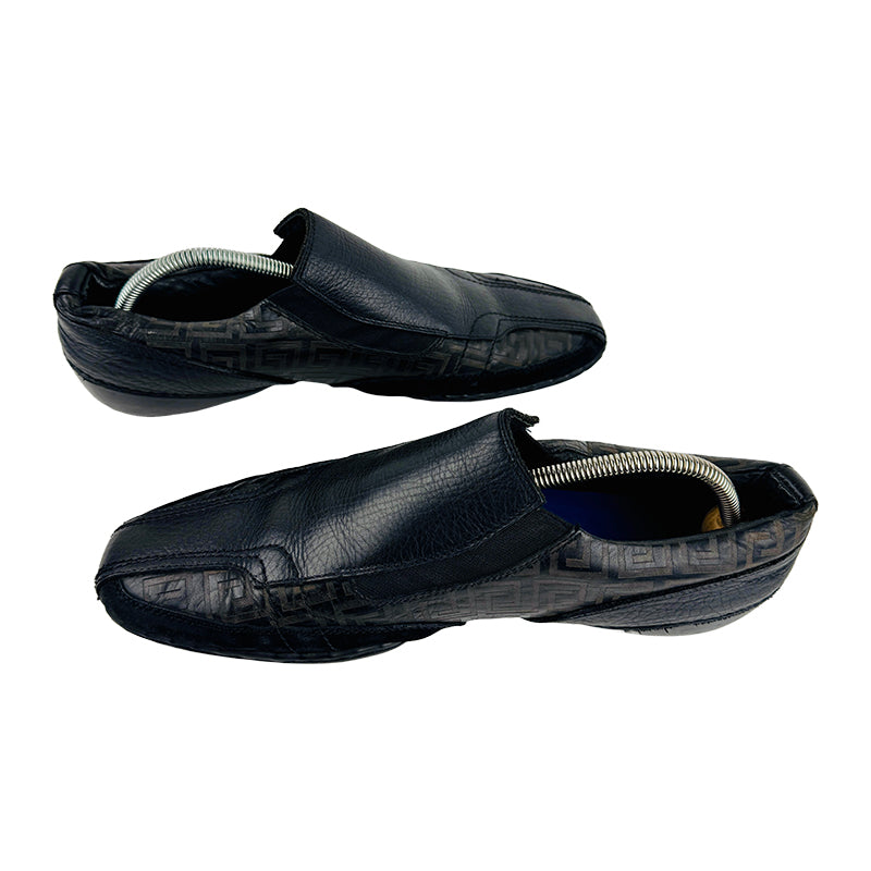 Versace Men's Black Leather Loafer Shoes (Size 43)